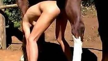 Rubbing ass on horse cock