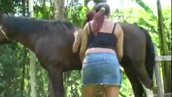 Stunning horse intercourse in the stable