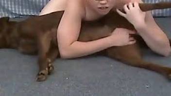 Animal video girl and dog lick pussies to each other