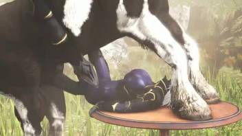Crazy anime hottie fucked by a giant horse dick